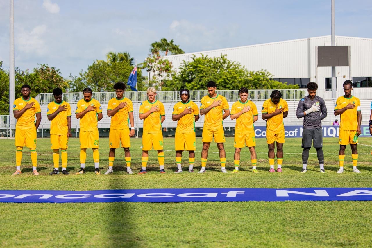 A national football team lined up before kick-off